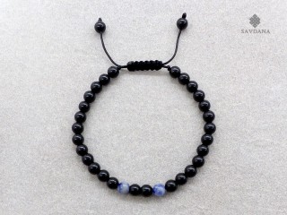 BrMala469 Bracelet Mala de Prières Tibétain Onyx Sodalite