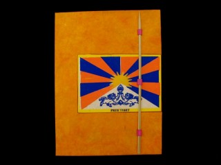 CrA51 Carnet Artisanal Népalais Drapeau du Tibet Free Tibet